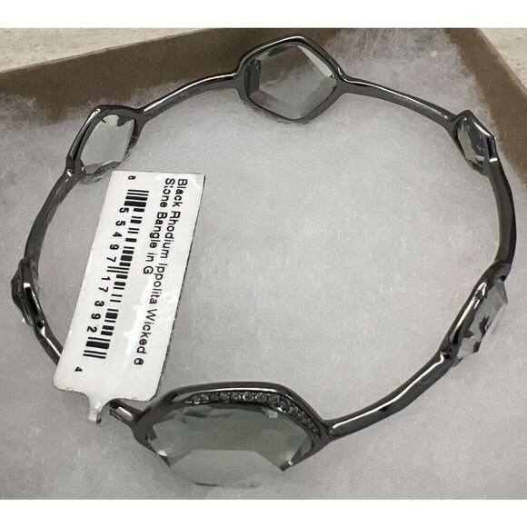 Ippolita Black Rhodium Silver 925 Diamond Wicked 6 Station Bangle Bracelet $2495 - Picture 5 of 12